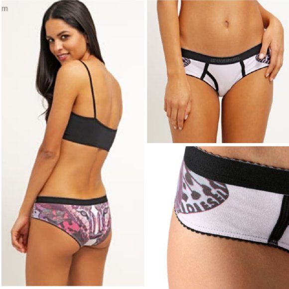 Diesel Women's Briefs Panties Medium Multi Color Cool 360 Onyx Print New - Picture 4 of 6
